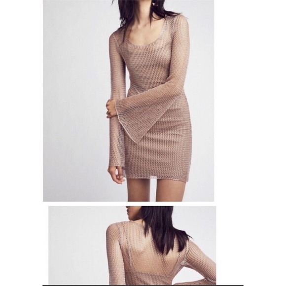 Revolve We are Kindred Delilah Dress Blue Size 0 Metallic Mesh Crochet Party - Picture 5 of 13